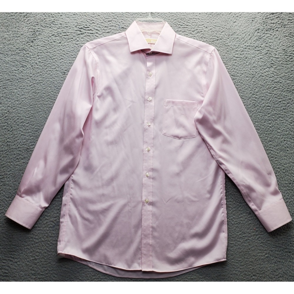 Michael Kors Dress Shirt Mens M Pink Classic Fit Long Sleeve Non-Iron Button Up